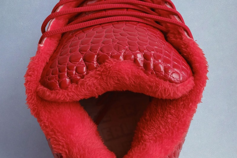 ERL Unveils the Croco Vamp in "Rouge" eli russell linnetz chunky shoes sneakers patent leather crocodile leather pattern croco