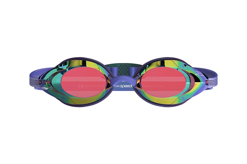 Speedo iQ smart module attached to Vanquisher 3.0 swim goggles tracking performance data