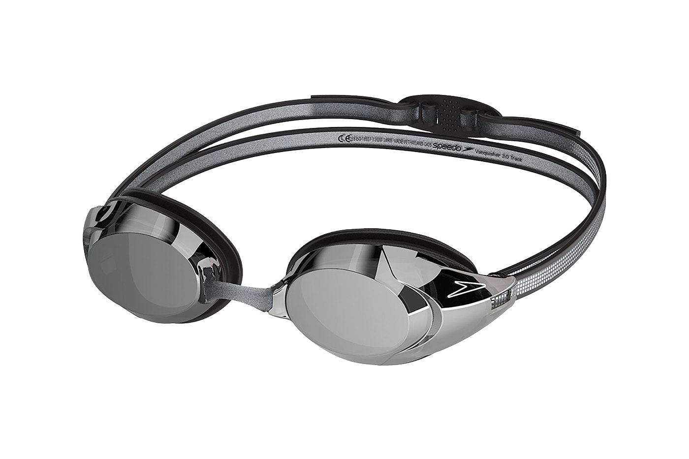 Speedo iQ smart module attached to Vanquisher 3.0 swim goggles tracking performance data