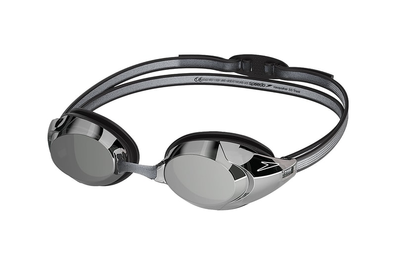Speedo iQ smart module attached to Vanquisher 3.0 swim goggles tracking performance data