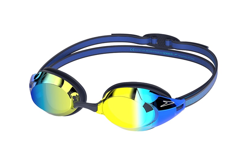 Speedo iQ smart module attached to Vanquisher 3.0 swim goggles tracking performance data