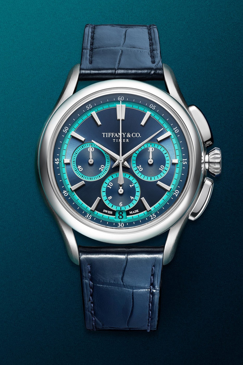 Tiffany & Co. Navy Blue Timer Chronograph in Titanium 76538182 Limited Edition Release Info Jean Schlumberger