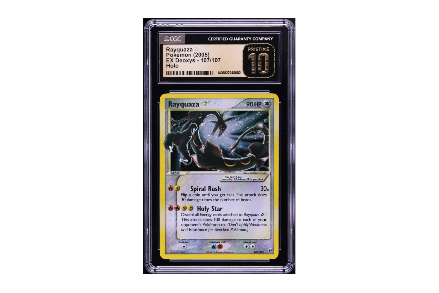 2005 Pokemon EX Deoxys Holo Rayquaza Gold Star 107 First English Pokémon auction sell 1 million USD