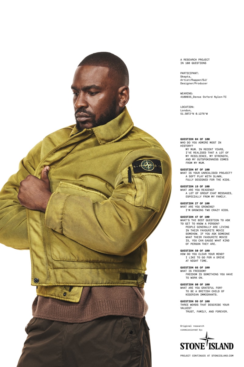 fakemink and Skepta Connect in New Stone Island Campaign Stephen Graham, 3House, Samir Bantal, Monika Sprüth and Jia Zhang-Ke collab photo collection drop release info ghost jacket nylon hooded 