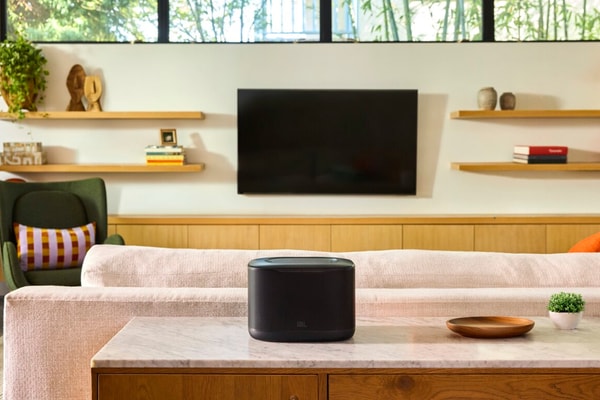 JBL Cove Series Wi-Fi speakers in black and white finishes for whole-home audio