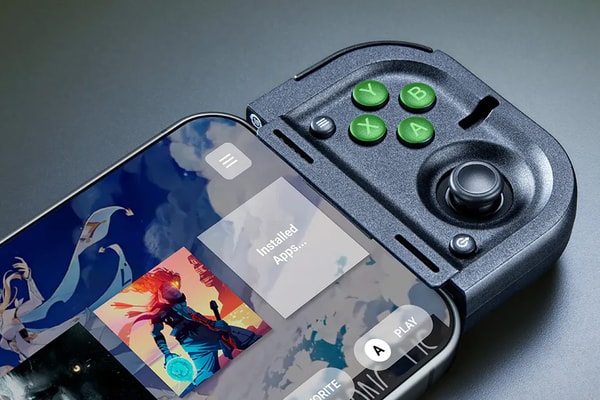 Razer Prio foldable mobile gaming controller attached to a smartphone via USB-C