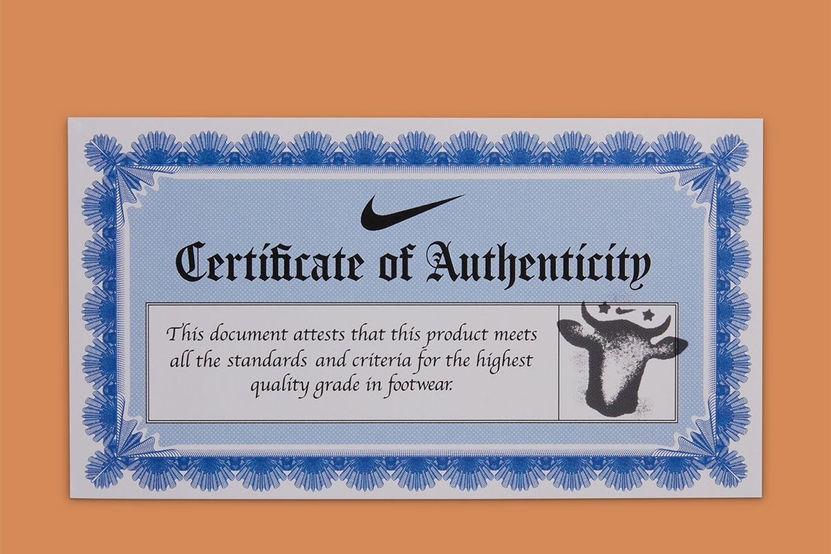 Wagyu Nike Air Max 90 certificate of authenticity and packaging