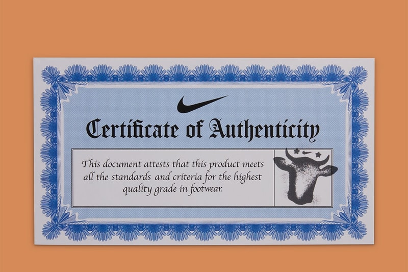 Wagyu Nike Air Max 90 certificate of authenticity and packaging
