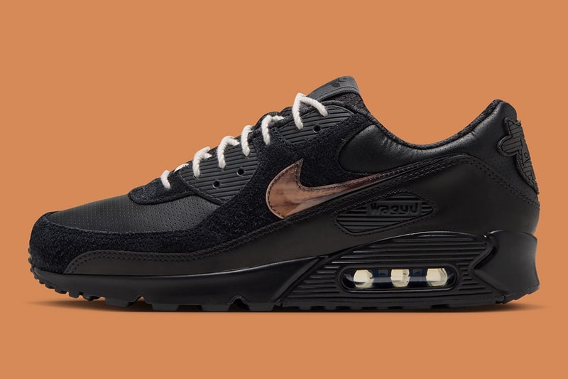 Side profile of the black Wagyu Nike Air Max 90