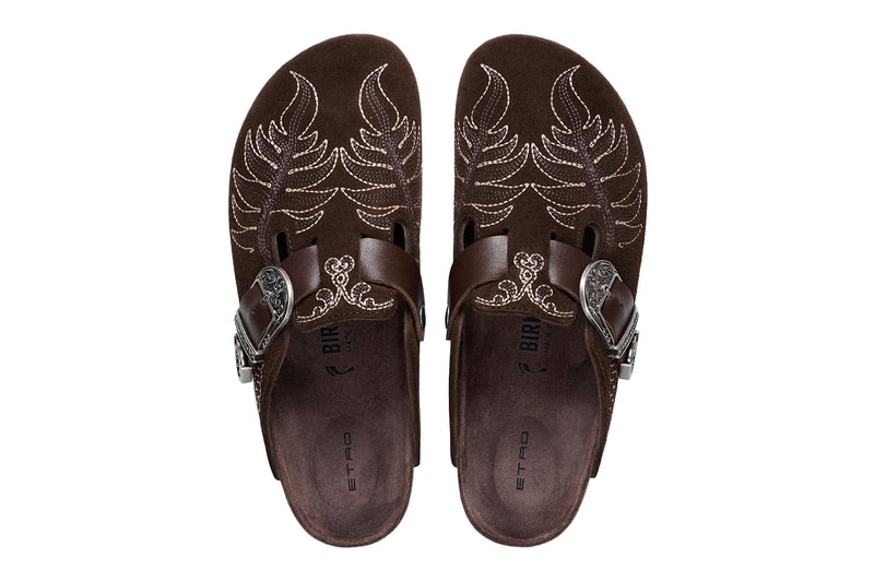 Etro Leads the Birkenstock Boston and Gizeh With Paisley Outsoles and Pegaso Rivets