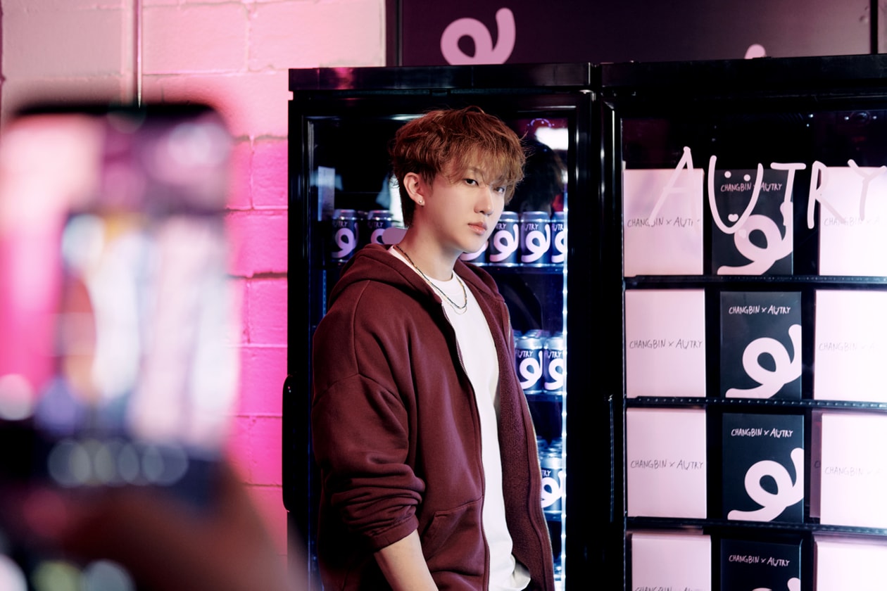 CHANGBIN Autry Seoul event sneakers launch capsule collection medalist hyperway dwaekki tail stray kids pink vending machine streetwear t-shirts