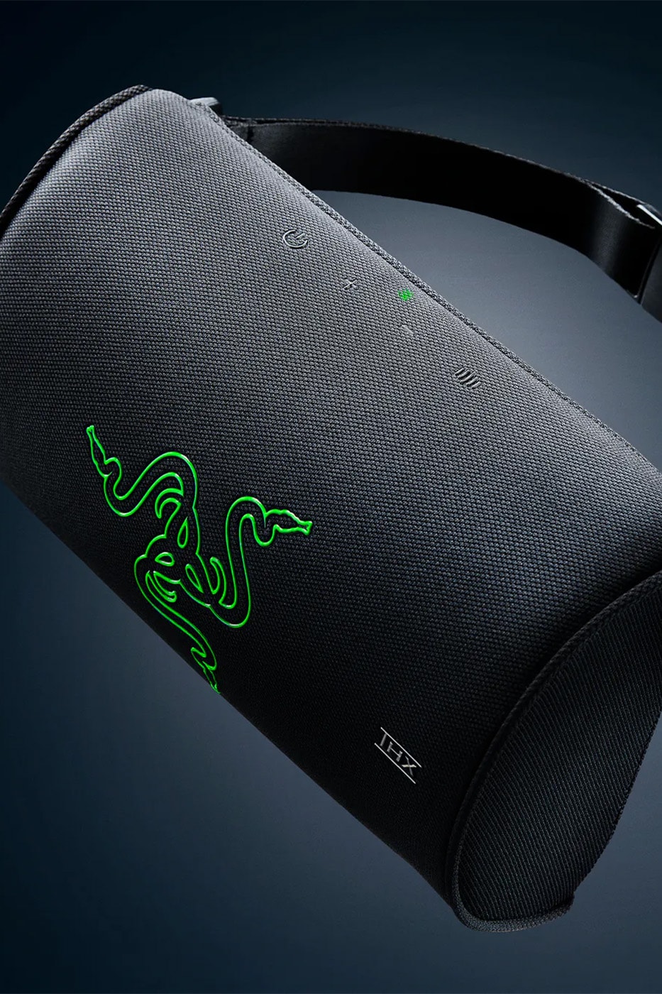 Razer Clio X wireless speaker head cushion mounted on a Razer gaming chair