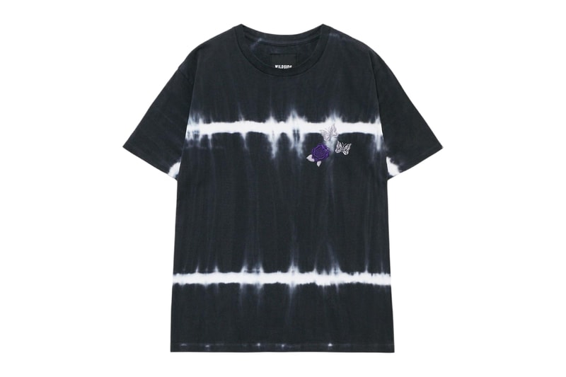 WILDSIDE Yohji Yamamoto NEEDLES Purple Rose and Butterfly Embroidered Tie-Dye T Shirt Release Info