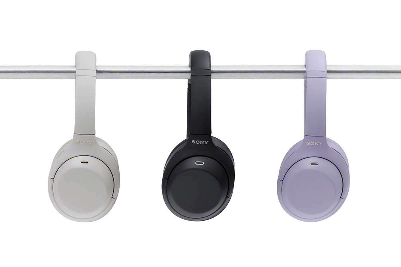 Sony WH-1000XM4C wireless noise-cancelling headphones in lavender with folding design