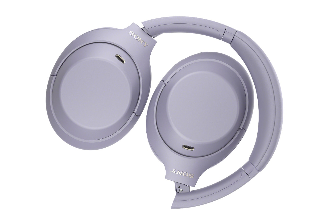 Sony WH-1000XM4C wireless noise-cancelling headphones in lavender with folding design