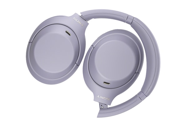 Sony WH-1000XM4C wireless noise-cancelling headphones in lavender with folding design