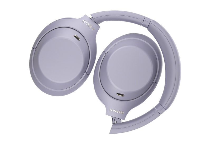 Sony WH-1000XM4C wireless noise-cancelling headphones in lavender with folding design