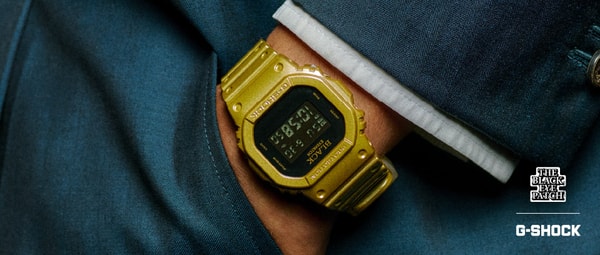 BlackEyePatch G SHOCK DW 5600BEP 9 gold tone watch