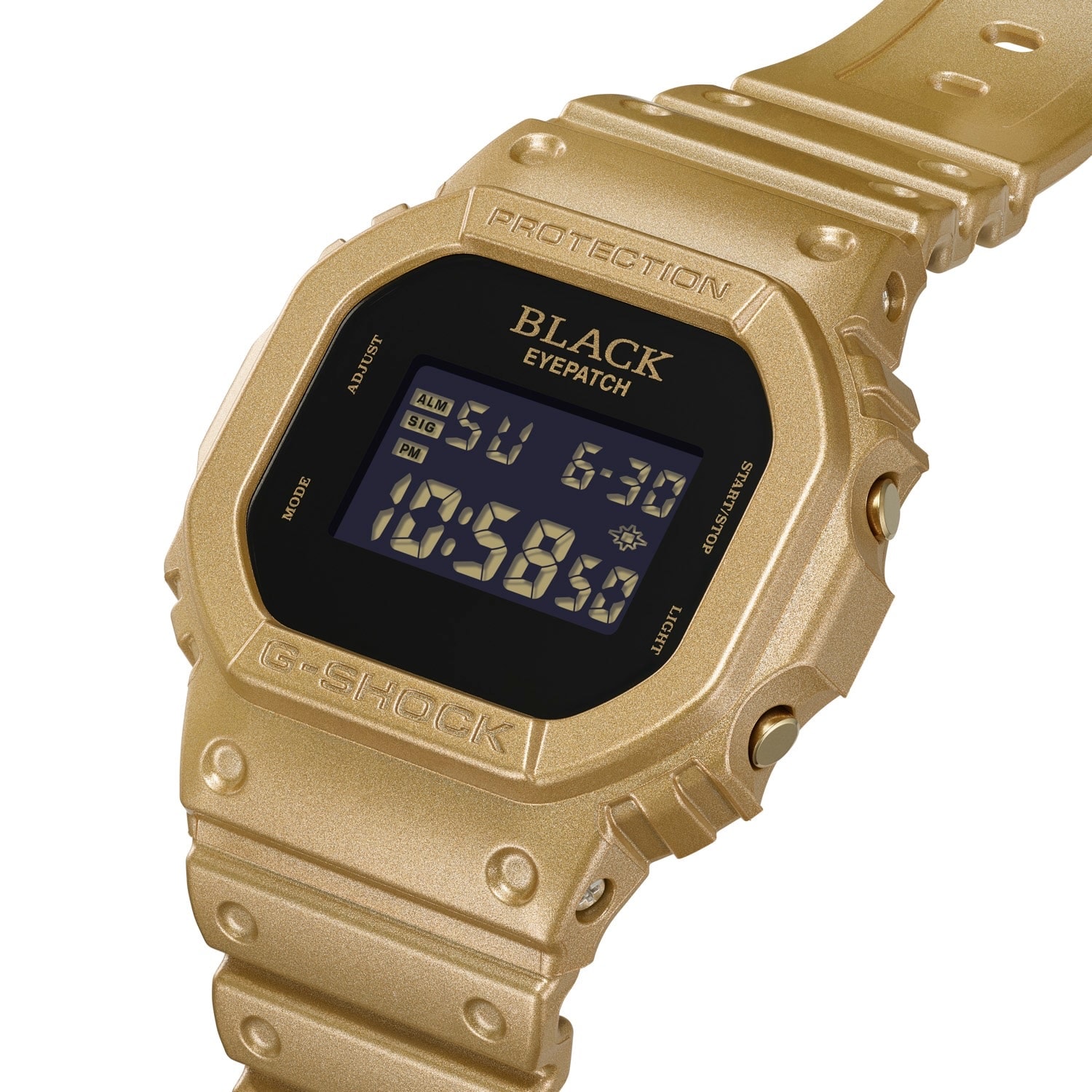 BlackEyePatch G SHOCK DW 5600BEP 9 gold tone watch