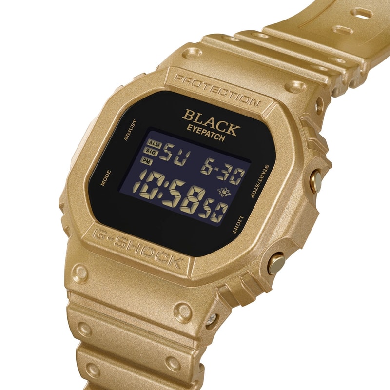 BlackEyePatch G SHOCK DW 5600BEP 9 gold tone watch