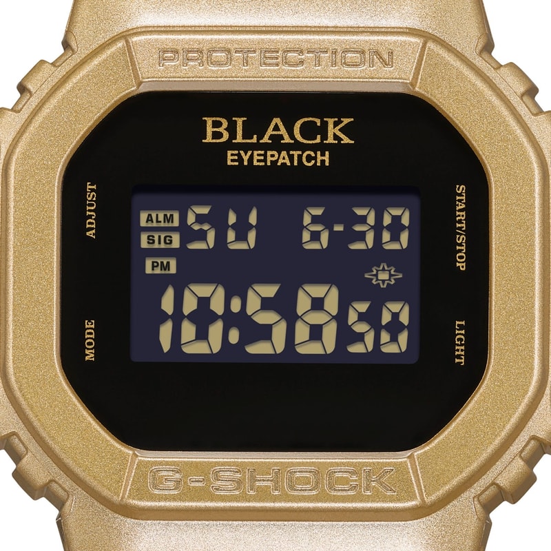 BlackEyePatch G SHOCK DW 5600BEP 9 gold tone watch