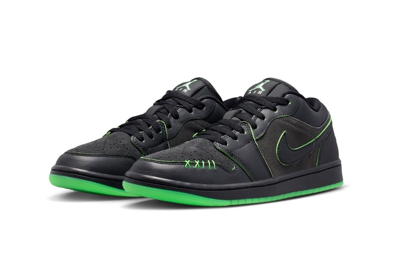 Air Jordan 1 Low "Halloween" Black/Scream Green-Dark Smoke Grey Release info IQ5494-001 nike jordan brand glow in the dark