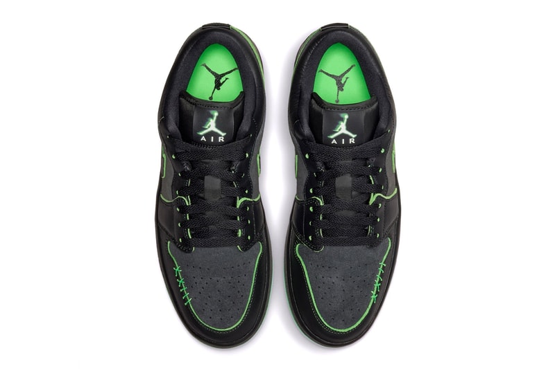 Air Jordan 1 Low "Halloween" Black/Scream Green-Dark Smoke Grey Release info IQ5494-001 nike jordan brand glow in the dark