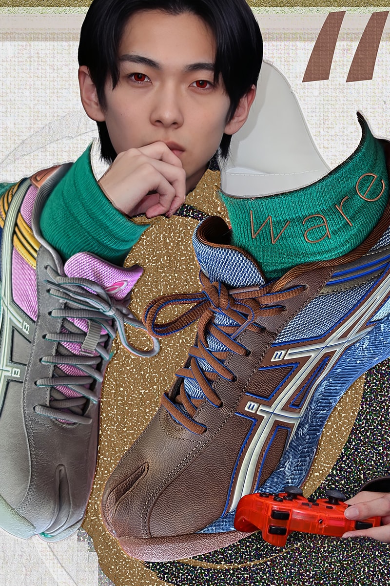 Kiko Kostadinov ASICS LYASA FF II Tabi Act 4 Ghost Tracks Collaboration Clay Grey/Jasper Green, Reddish Brown/ASICS Blue Release Info Laura Deanna Fanning FW26 Ryan Trecartin