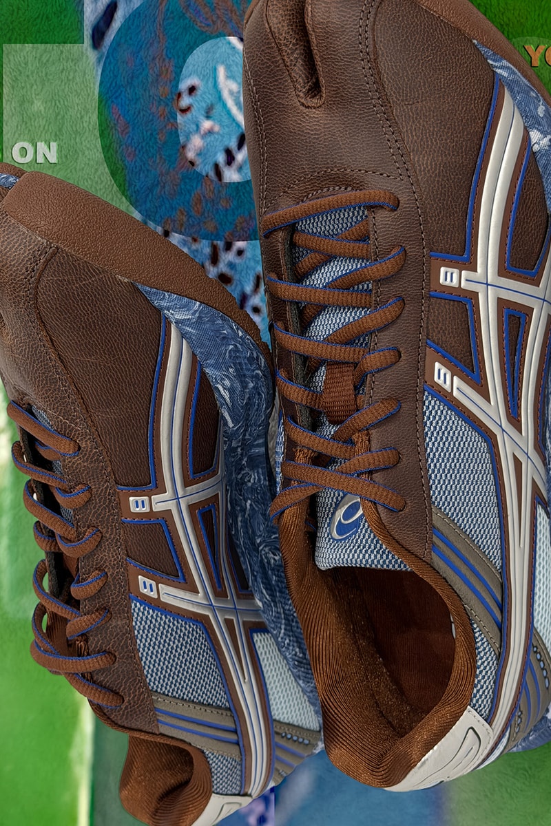 Kiko Kostadinov ASICS LYASA FF II Tabi Act 4 Ghost Tracks Collaboration Clay Grey/Jasper Green, Reddish Brown/ASICS Blue Release Info Laura Deanna Fanning FW26 Ryan Trecartin