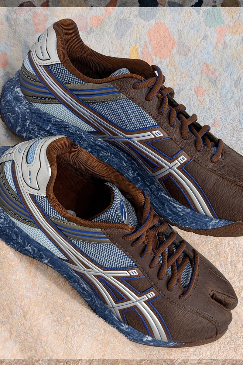 Kiko Kostadinov ASICS LYASA FF II Tabi Act 4 Ghost Tracks Collaboration Clay Grey/Jasper Green, Reddish Brown/ASICS Blue Release Info Laura Deanna Fanning FW26 Ryan Trecartin