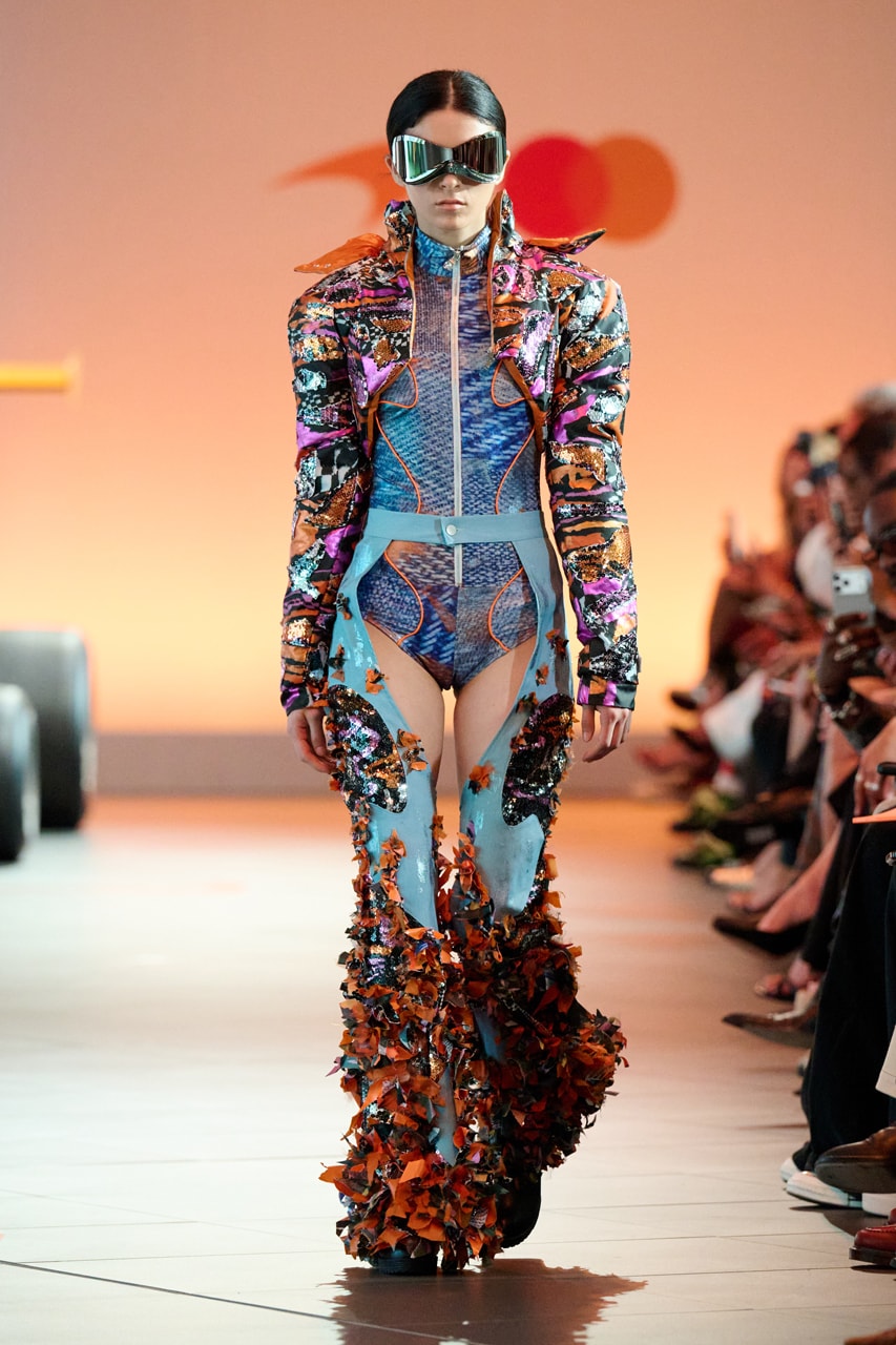 mclaren central saint martins runway designed to race front row louise mcewan collection collaboration piras students design dell technologies kojey radical ariana bravo technology center 