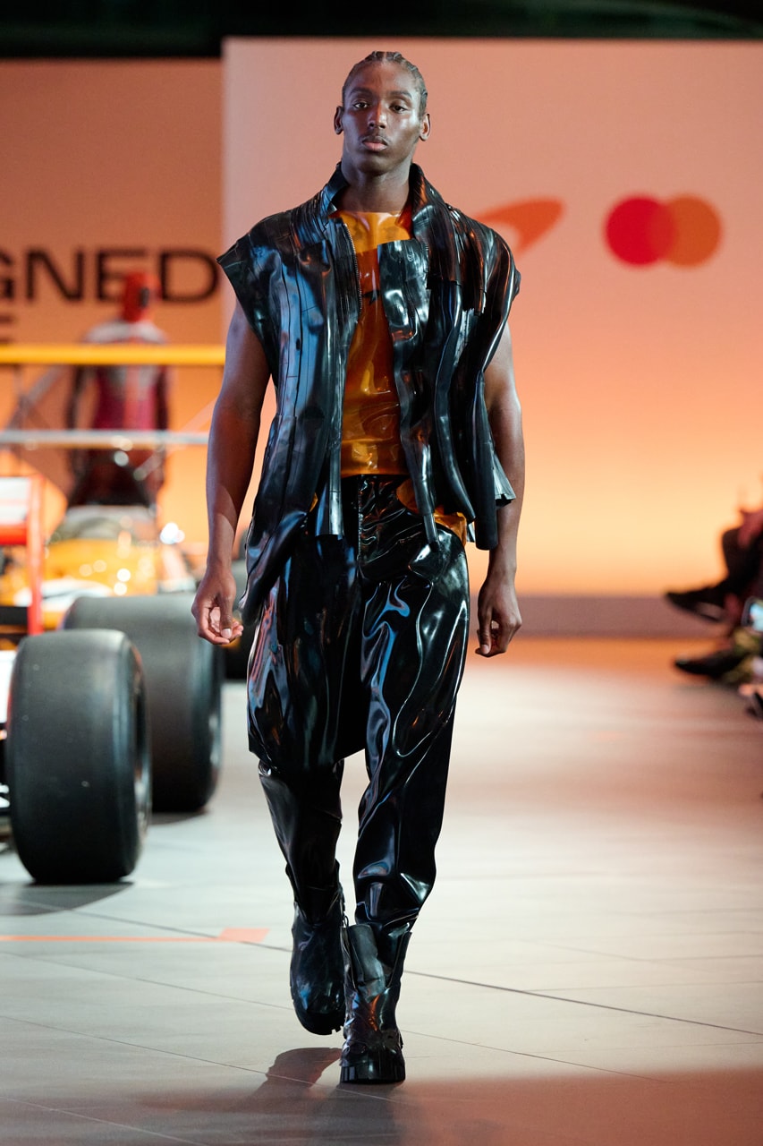 mclaren central saint martins runway designed to race front row louise mcewan collection collaboration piras students design dell technologies kojey radical ariana bravo technology center 