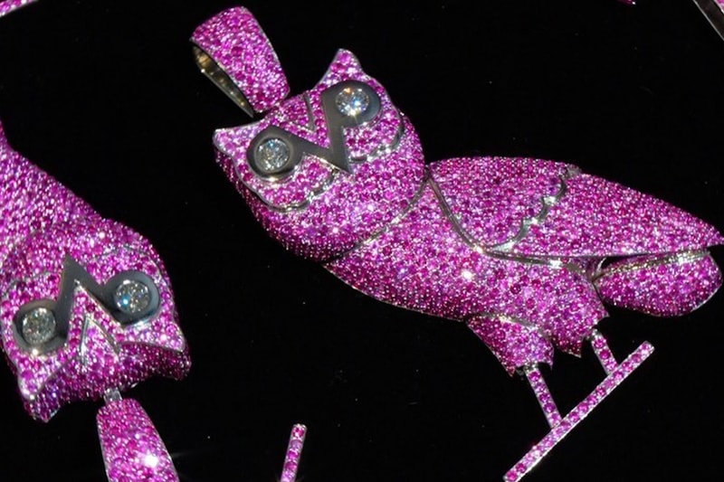 Drake Gifts Custom Pink Iced-Out OVO Owl Pendants by Alex Moss to Sexyy Red and Stunna Sandy