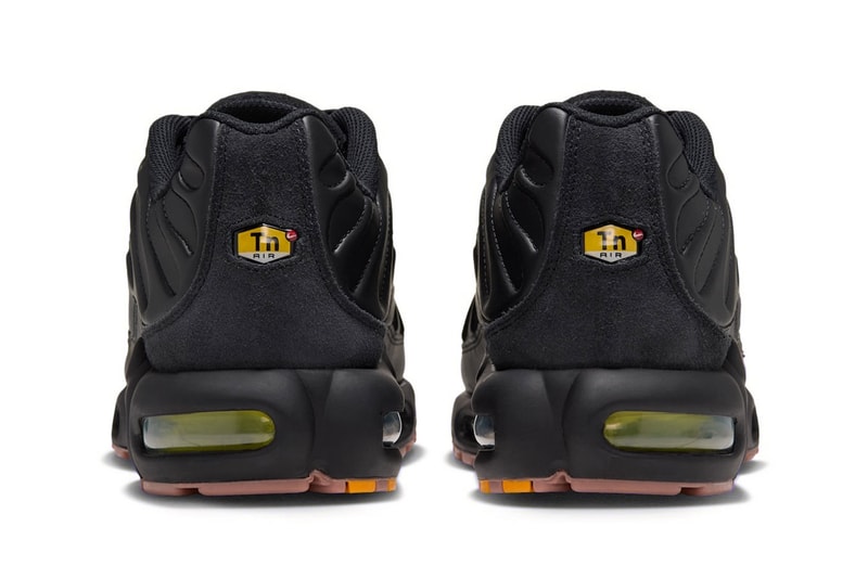 Nike Air Max Plus "Premier" Replaces Signature TPU Cage With Tiempo-Inspired Leather Tooling Black/Gum Medium Brown-Volt-White IQ6607-001 football soccer