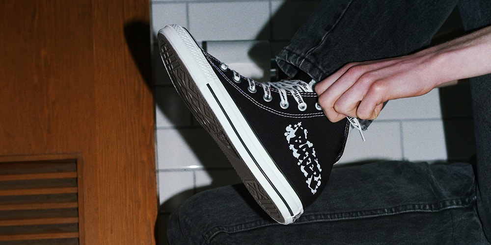 The Buffer x Converse All Star Hi Tags a Black Upper With "BOMBING" Graphics