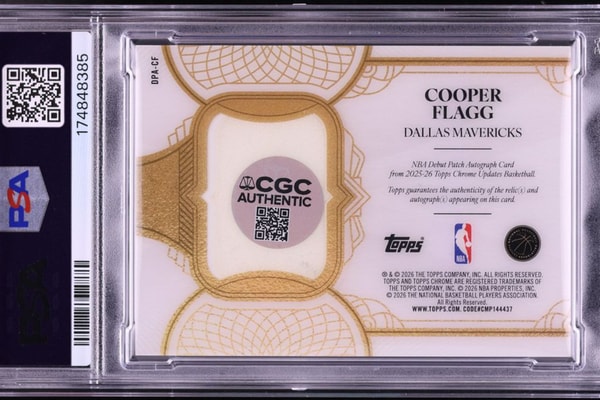 Cooper Flagg one-of-one Topps Chrome Update rookie debut patch autograph card in a PSA 10 holder