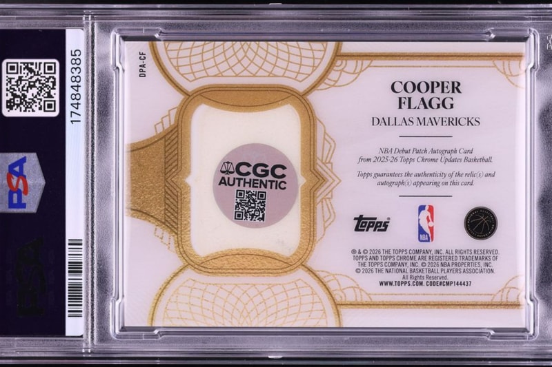 Cooper Flagg one-of-one Topps Chrome Update rookie debut patch autograph card in a PSA 10 holder