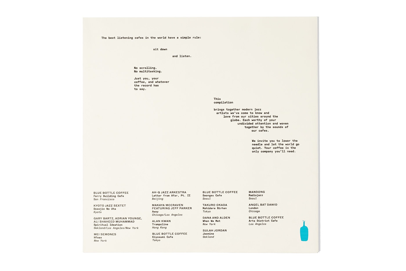 Blue Bottle Coffee ‘Notes in Repose’ Jazz Compilation Limited-Edition Vinyl Release Info Ali Shaheed Muhammad Jeff Parker Makaya McCraven Angel Bat Dawid