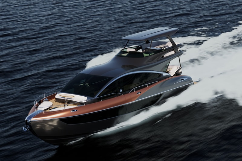 The Lexus LY 680 luxury yacht cruising on open water.