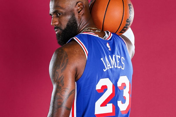 LeBron James Suits up in Philadelphia 76ers Blue official jersey reveal no. 23 new york knicks reveal king nba