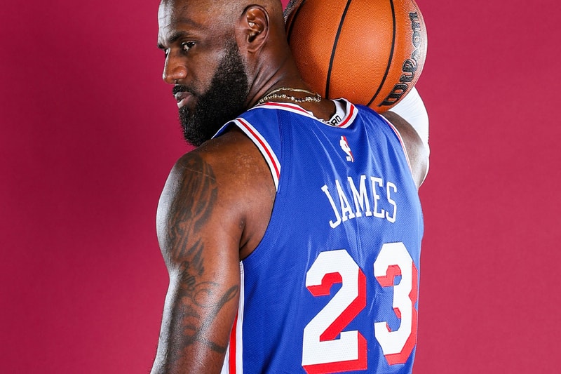 LeBron James Suits up in Philadelphia 76ers Blue official jersey reveal no. 23 new york knicks reveal king nba