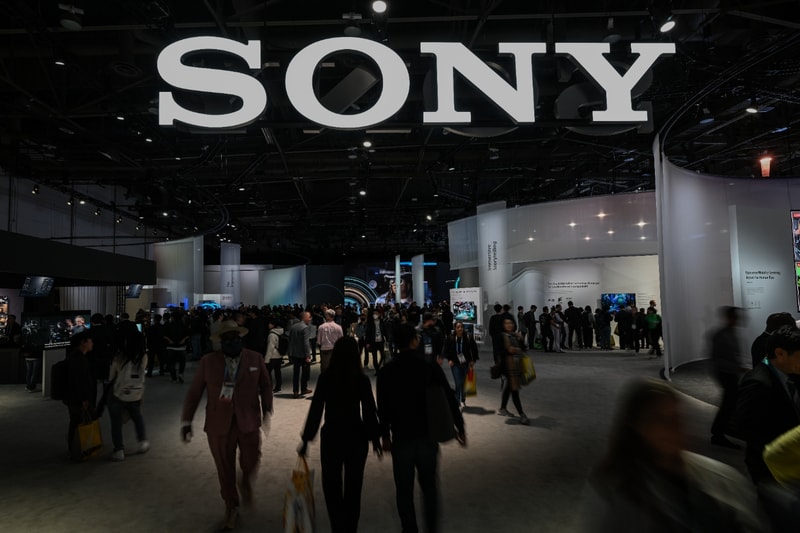 Sony logo and PlayStation hardware detail at a tech trade show