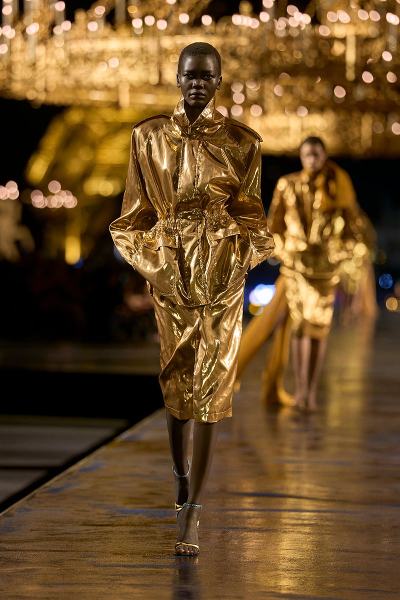 Anthony Vaccarello Drapes Saint Laurent in Gold for SS27 pfw paris fashion week runway