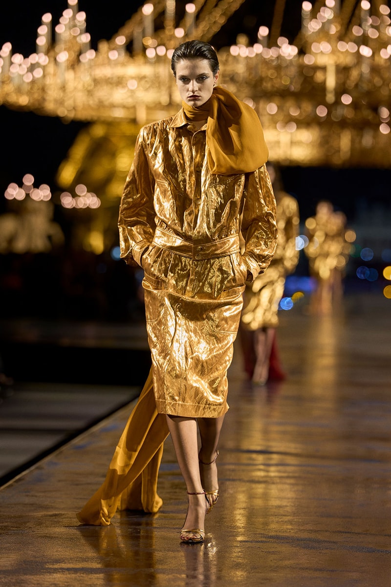Anthony Vaccarello Drapes Saint Laurent in Gold for SS27 pfw paris fashion week runway
