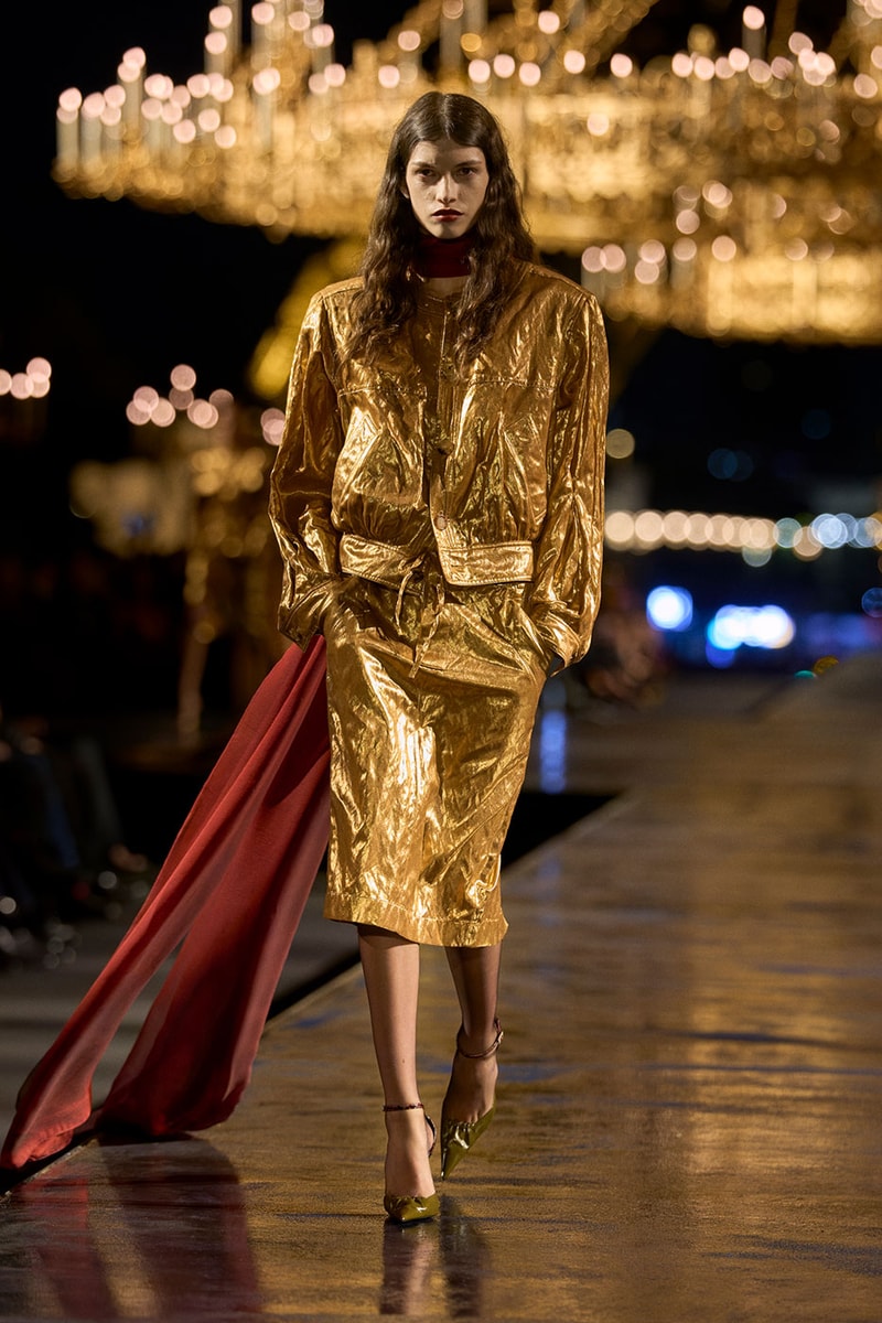 Anthony Vaccarello Drapes Saint Laurent in Gold for SS27 pfw paris fashion week runway