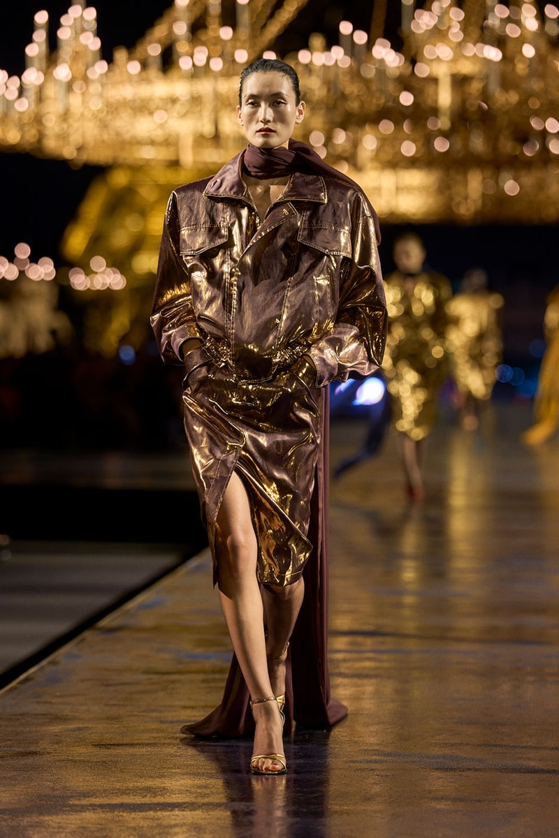 Anthony Vaccarello Drapes Saint Laurent in Gold for SS27 pfw paris fashion week runway