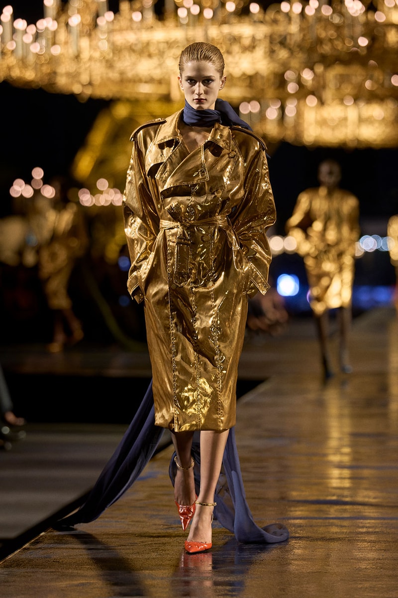 Anthony Vaccarello Drapes Saint Laurent in Gold for SS27 pfw paris fashion week runway