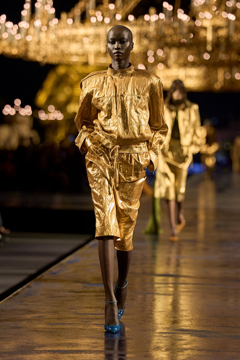 Anthony Vaccarello Drapes Saint Laurent in Gold for SS27 pfw paris fashion week runway