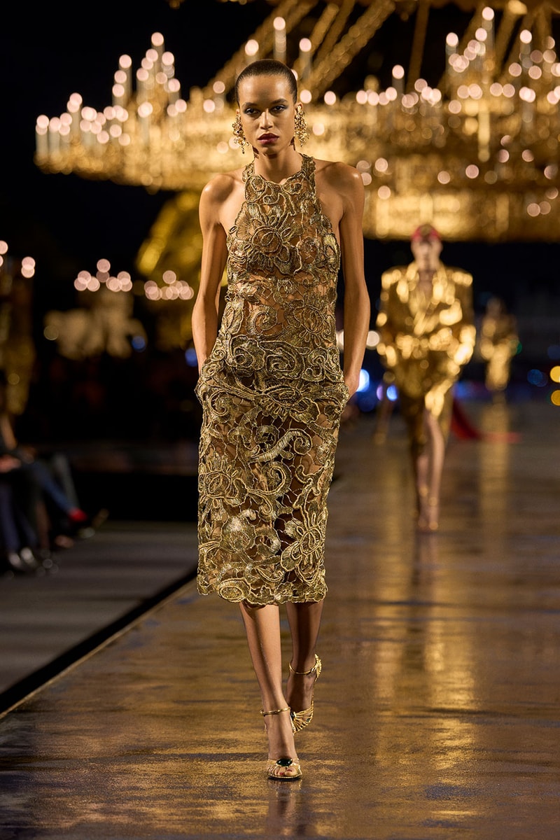 Anthony Vaccarello Drapes Saint Laurent in Gold for SS27 pfw paris fashion week runway