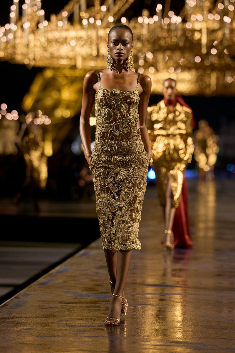 Anthony Vaccarello Drapes Saint Laurent in Gold for SS27 pfw paris fashion week runway